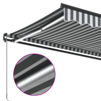 Produktbild för Markis manuellt infällbar med LEDs antracit&vit 500x300 cm