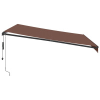 Produktbild för Markis automatiskt infällbar med LEDs brun 400x300 cm