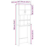 Produktbild för Tvättmaskinsskåp sonoma-ek 64x25,5x190 cm konstruerat trä