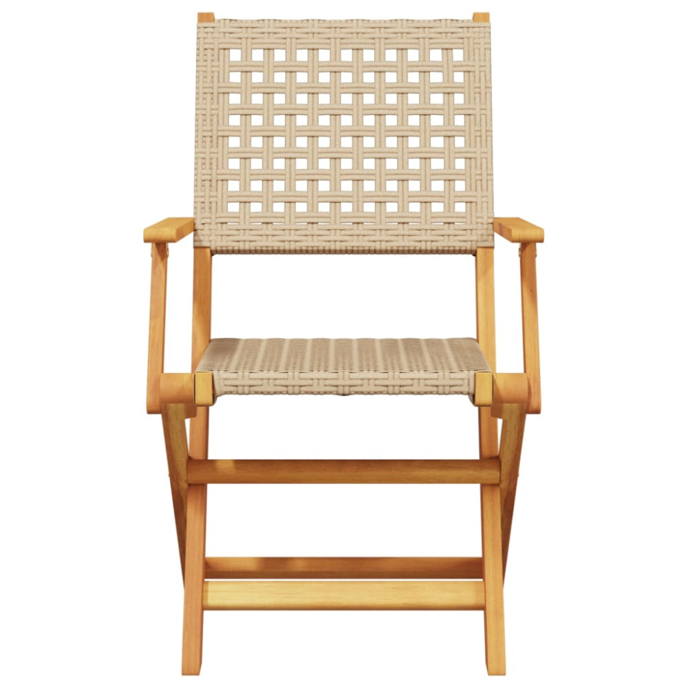 Produktbild för Trädgårdsstolar 2 st beige massivt trä akacia och konstrotting