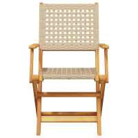 Produktbild för Trädgårdsstolar 2 st beige massivt trä akacia och konstrotting