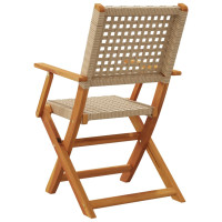 Produktbild för Trädgårdsstolar 2 st beige massivt trä akacia och konstrotting
