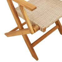 Produktbild för Trädgårdsstolar 2 st beige massivt trä akacia och konstrotting