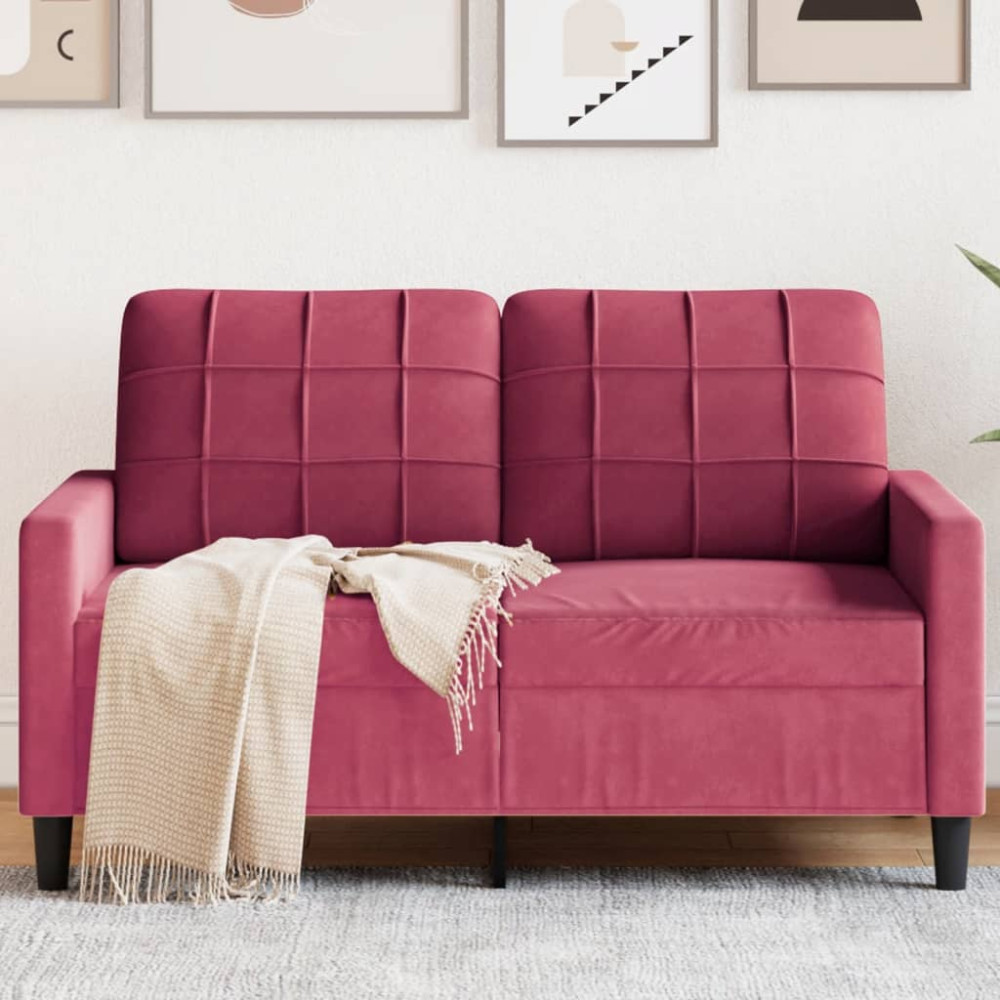 Produktbild för 2-sitssoffa vinröd 120 cm sammet