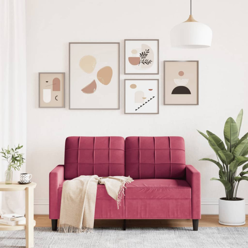 Produktbild för 2-sitssoffa vinröd 120 cm sammet