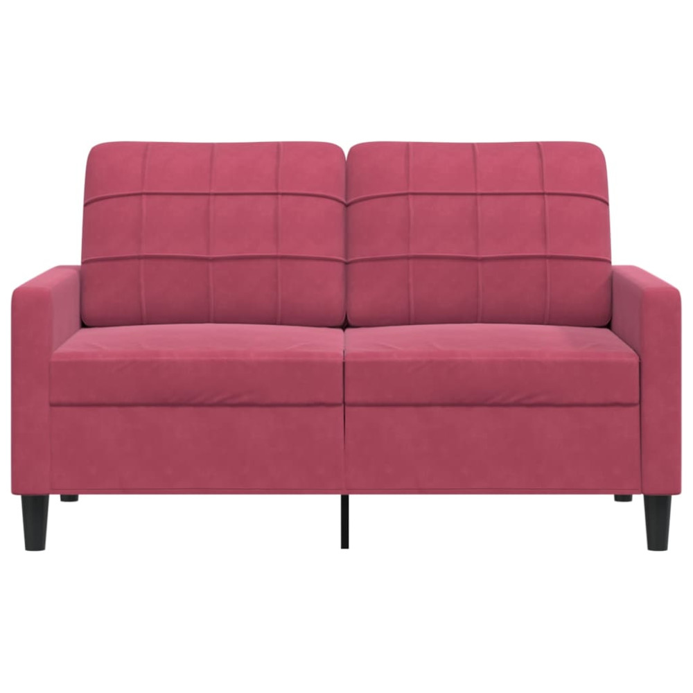 Produktbild för 2-sitssoffa vinröd 120 cm sammet