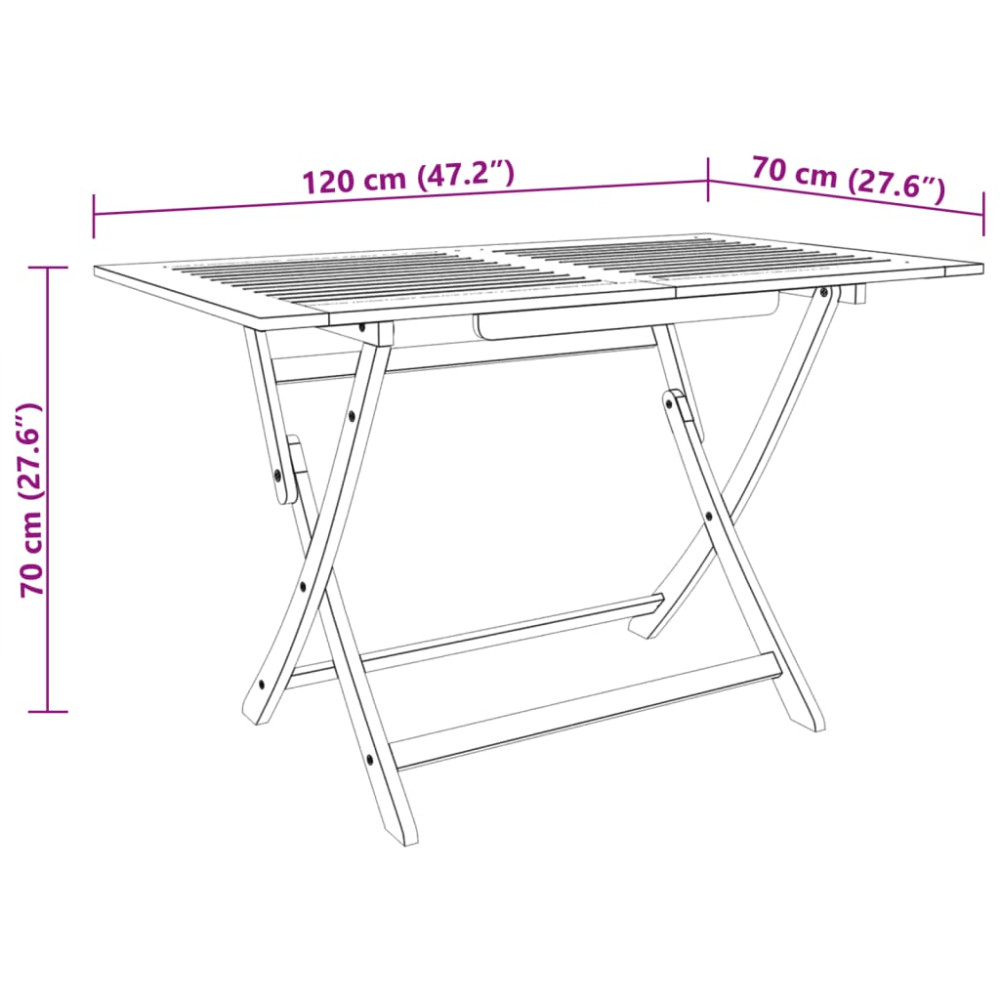 Produktbild för Hopfällbart trädgårdsbord 120x70x75 cm massivt eukalyptusträ