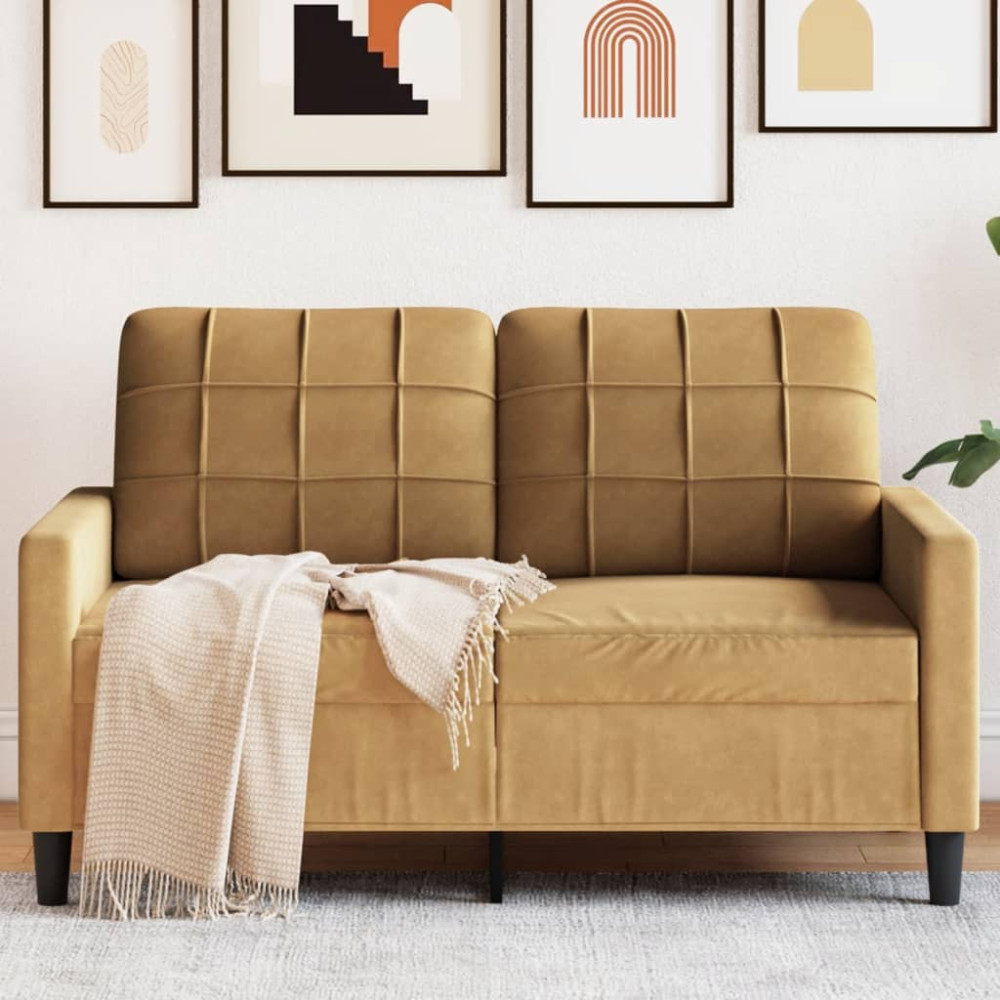 Produktbild för 2-sitssoffa brun 120 cm sammet