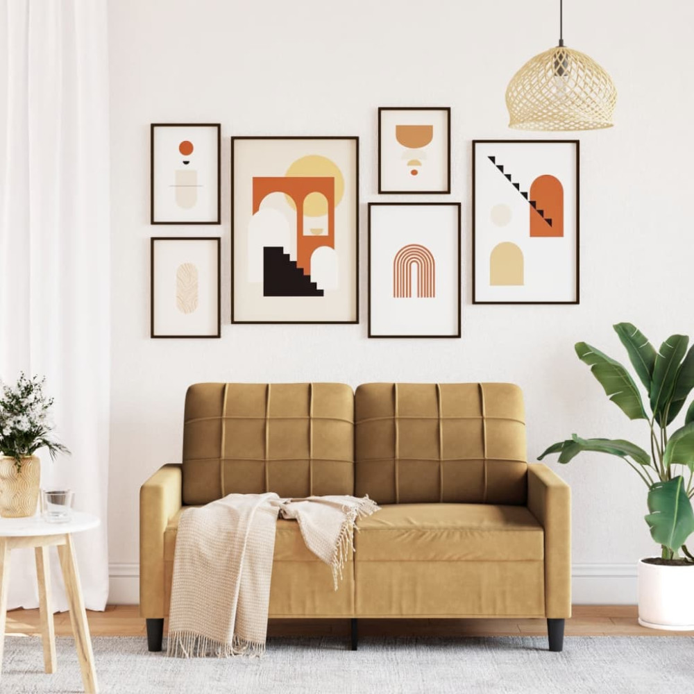 Produktbild för 2-sitssoffa brun 120 cm sammet