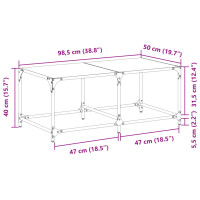 Produktbild för Soffbord med svart glasskiva 98,5x50x40 cm stål