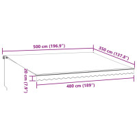 Produktbild för Markis manuellt infällbar antracit&vit 500x350 cm