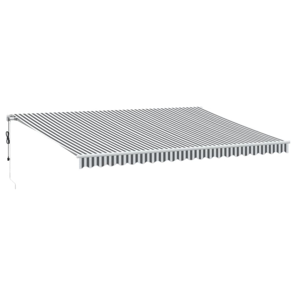 Produktbild för Markis automatiskt infällbar antracit&vit 500x350 cm