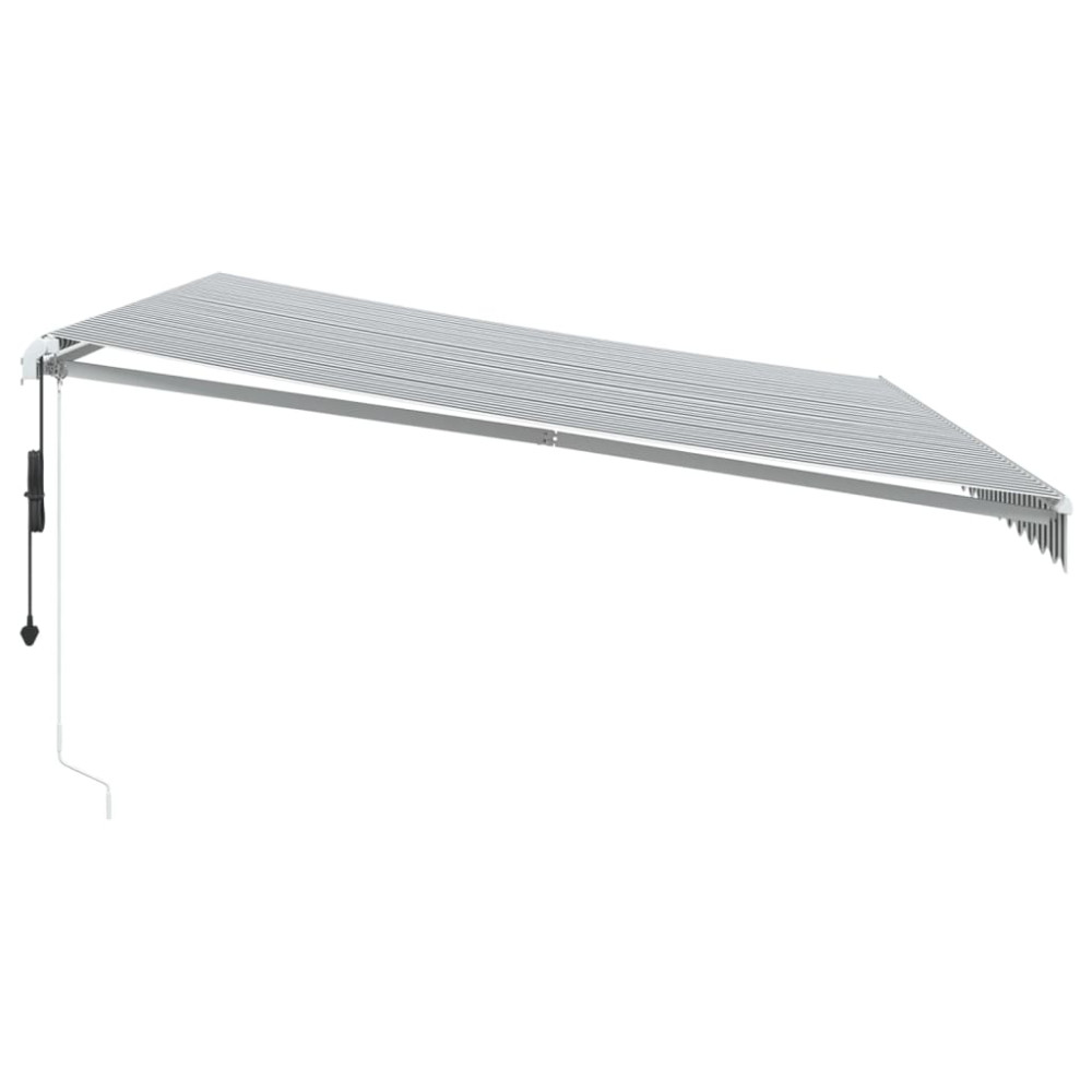 Produktbild för Markis automatiskt infällbar antracit&vit 500x350 cm