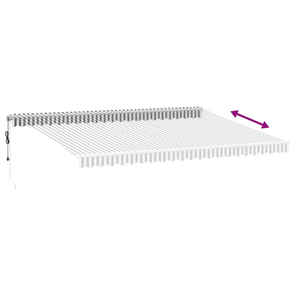 Produktbild för Markis automatiskt infällbar antracit&vit 500x350 cm