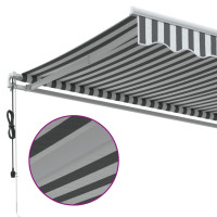 Produktbild för Markis automatiskt infällbar antracit&vit 500x350 cm