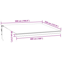 Produktbild för Markis automatiskt infällbar antracit&vit 500x350 cm