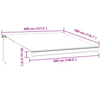 Produktbild för Markis manuellt infällbar med LEDs antracit och vit 400x300 cm