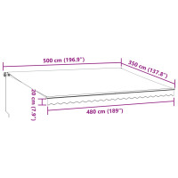 Produktbild för Markis manuellt infällbar antracit och vit 500x350 cm