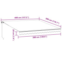 Produktbild för Markis manuellt infällbar med LEDs antracit och vit 400x300 cm