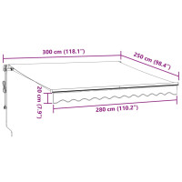 Produktbild för Markis automatiskt infällbar antracit&vit 300x250 cm