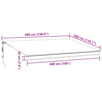 Produktbild för Markis automatiskt infällbar med LEDs 500x300 cm brun