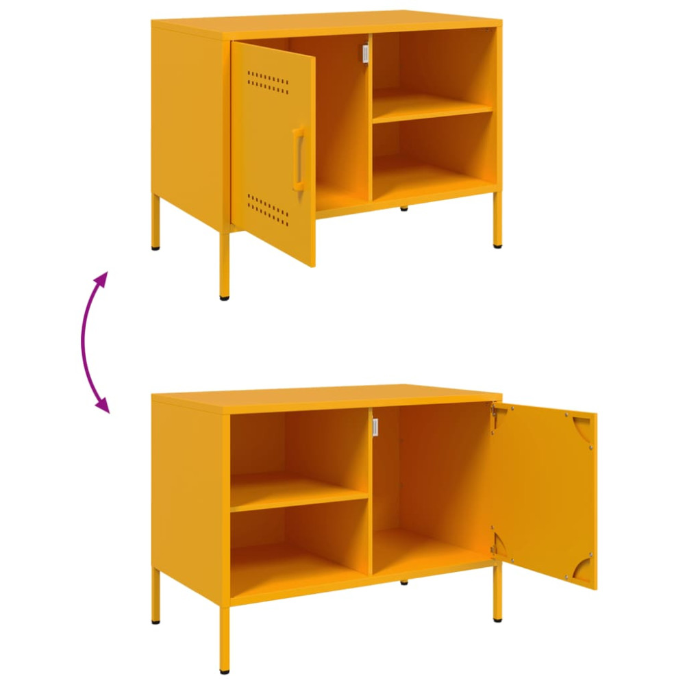 Produktbild för TV-skåp 2 st senapsgul 68x39x50,5 cm stål