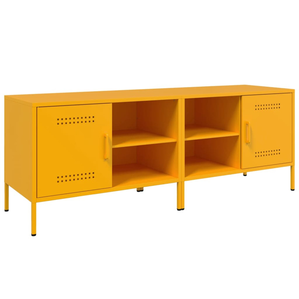 Produktbild för TV-skåp 2 st senapsgul 68x39x50,5 cm stål