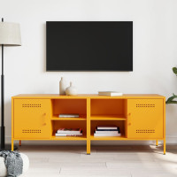 Produktbild för TV-skåp 2 st senapsgul 68x39x50,5 cm stål