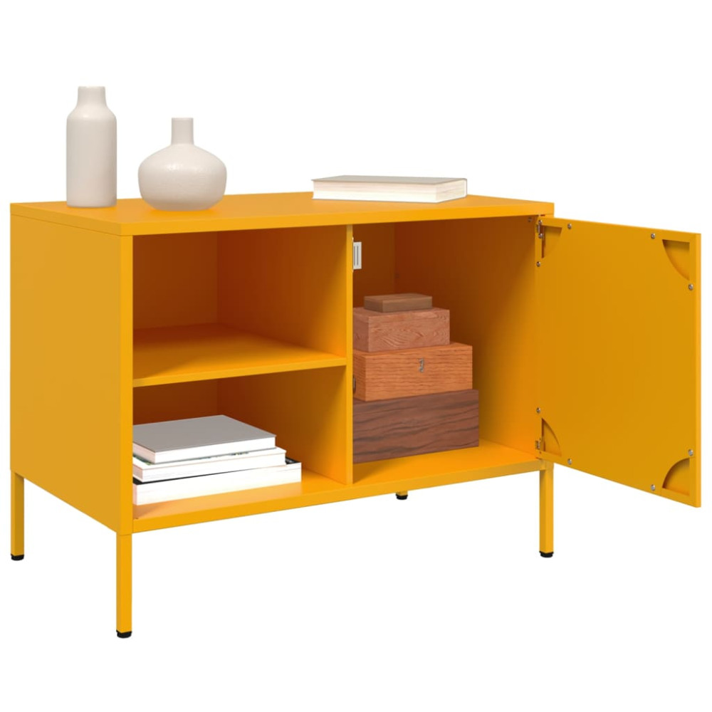Produktbild för TV-skåp 2 st senapsgul 68x39x50,5 cm stål