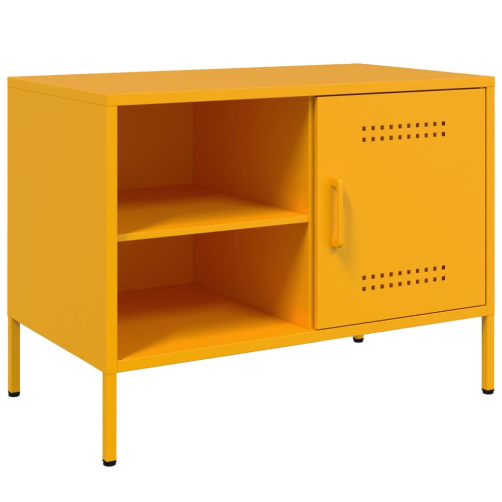 Produktbild för TV-skåp 2 st senapsgul 68x39x50,5 cm stål