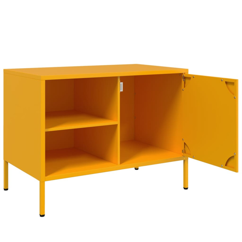 Produktbild för TV-skåp 2 st senapsgul 68x39x50,5 cm stål