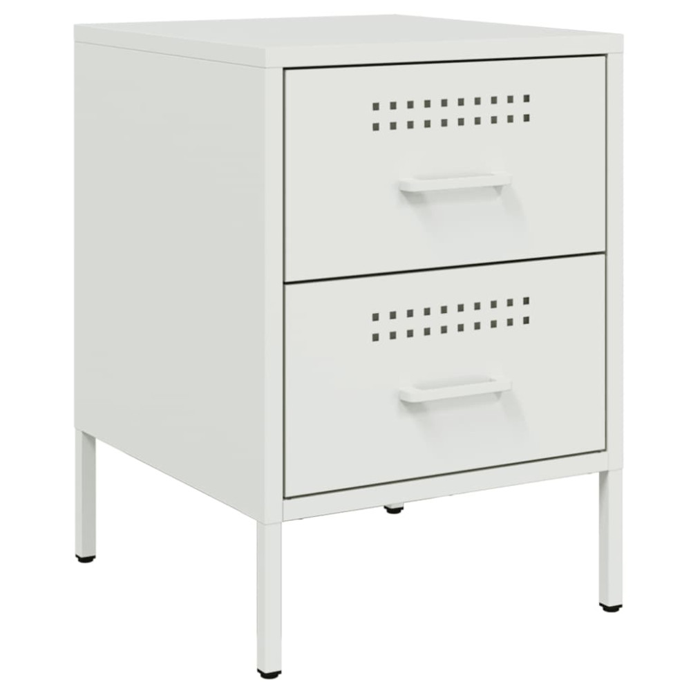 Produktbild för Sängskåp 2 st vit 36x39x50,5 cm stål
