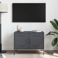 Produktbild för Tv-bänk antracit 68x39x50,5 cm stål