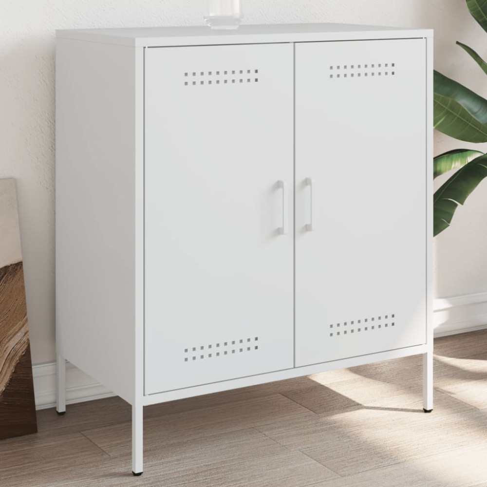 Produktbild för Skänk vit 68x39x79 cm stål
