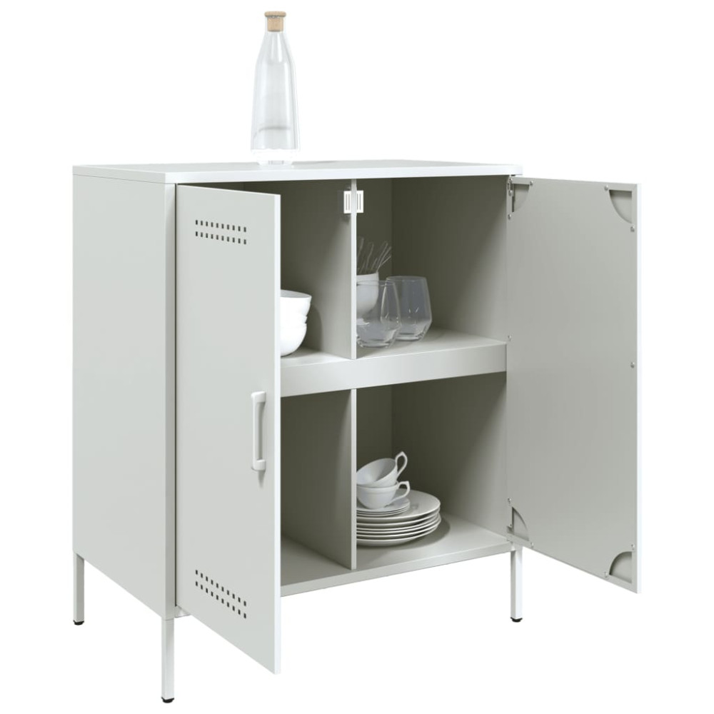 Produktbild för Skänk vit 68x39x79 cm stål