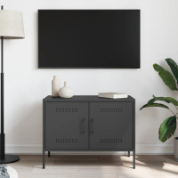 Produktbild för Tv-bänk svart 68x39x50,5 cm stål