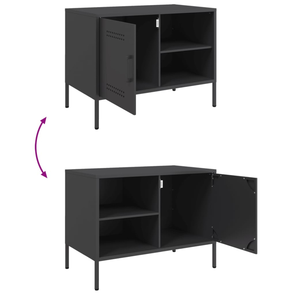 Produktbild för Tv-bänk 2 st svart 68x39x50,5 cm stål