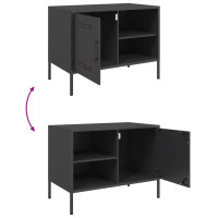 Produktbild för Tv-bänk 2 st svart 68x39x50,5 cm stål