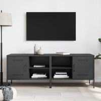 Produktbild för Tv-bänk 2 st svart 68x39x50,5 cm stål