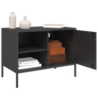 Produktbild för Tv-bänk 2 st svart 68x39x50,5 cm stål