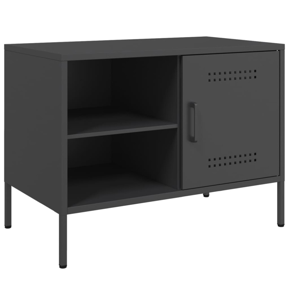 Produktbild för Tv-bänk 2 st svart 68x39x50,5 cm stål