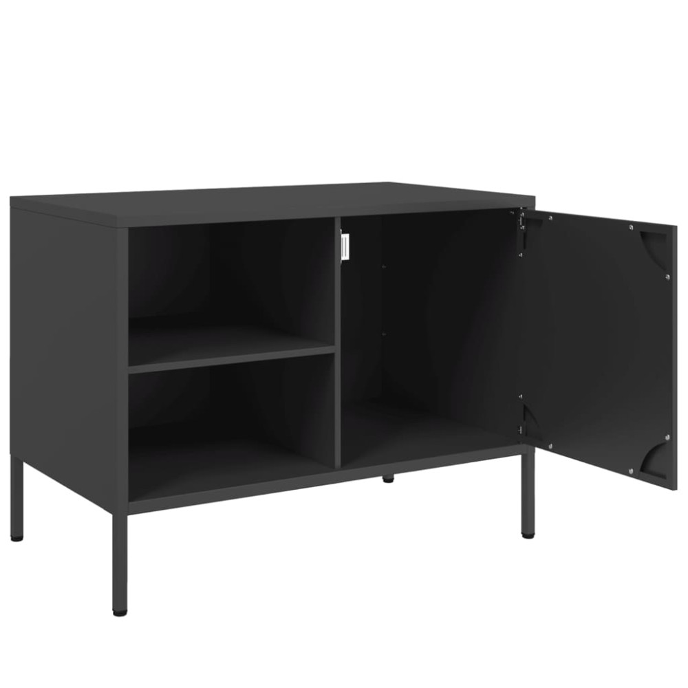 Produktbild för Tv-bänk 2 st svart 68x39x50,5 cm stål