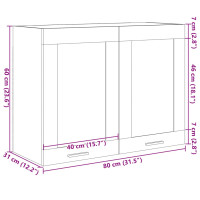 Produktbild för Väggskåp med glasdörrar sonoma-ek 80x31x60 cm spånskiva