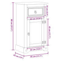 Produktbild för Badrumsskåp Corona 45x33x80 cm massiv furu