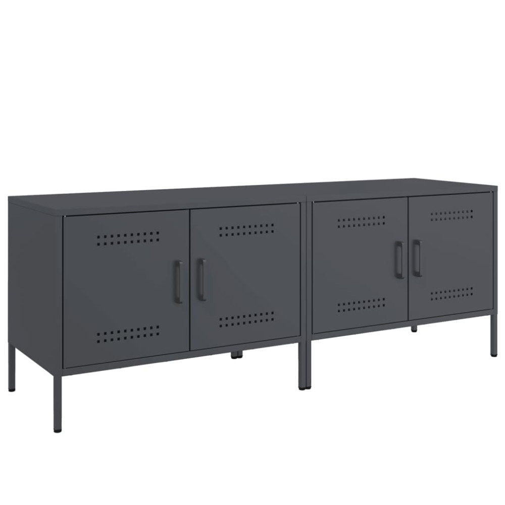 Produktbild för Tv-bänk 2 st antracit 68x39x50,5 cm stål