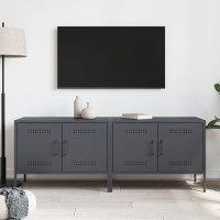 Produktbild för Tv-bänk 2 st antracit 68x39x50,5 cm stål