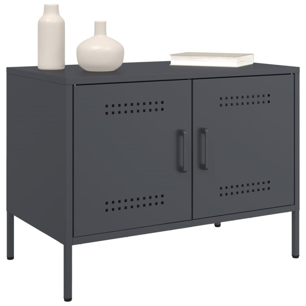 Produktbild för Tv-bänk 2 st antracit 68x39x50,5 cm stål