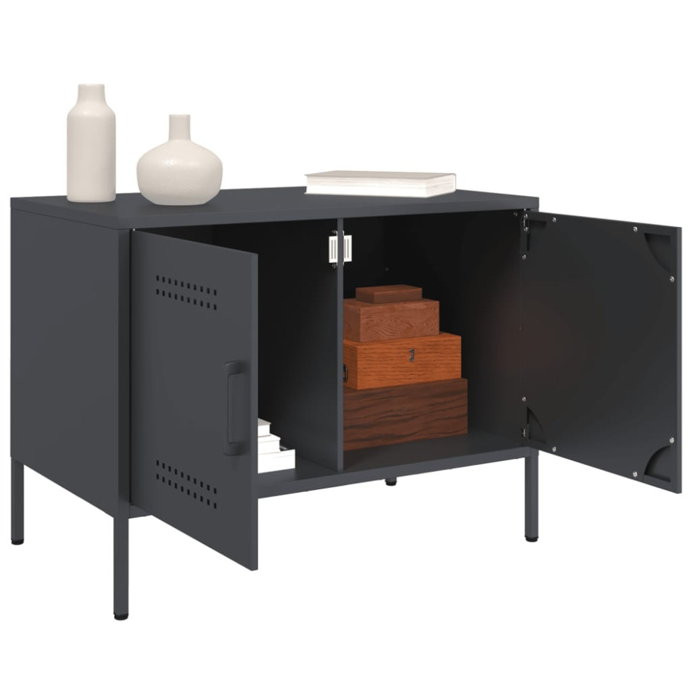 Produktbild för Tv-bänk 2 st antracit 68x39x50,5 cm stål