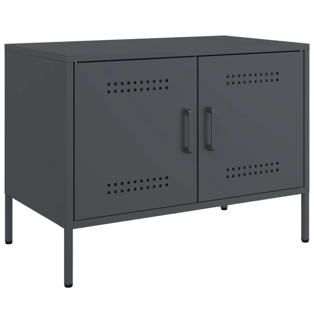 Produktbild för Tv-bänk 2 st antracit 68x39x50,5 cm stål