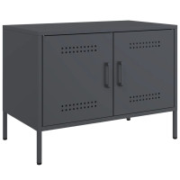 Produktbild för Tv-bänk 2 st antracit 68x39x50,5 cm stål